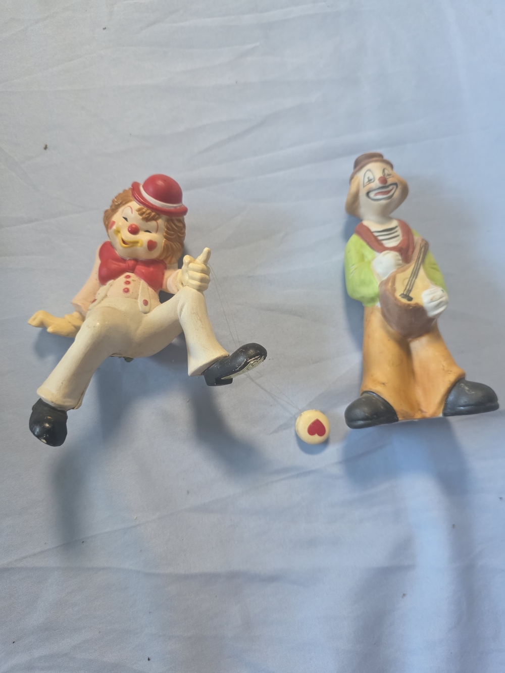 Vintage-Inspired Clown Figure Duo - Red, White & Green Accent Figures